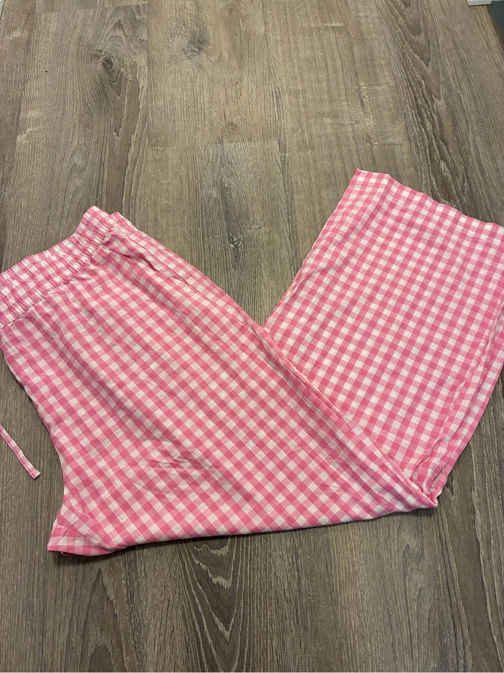 New GAP Poplin Pink Gingham Cotton Pajama Pants XL - Picture 4 of 12